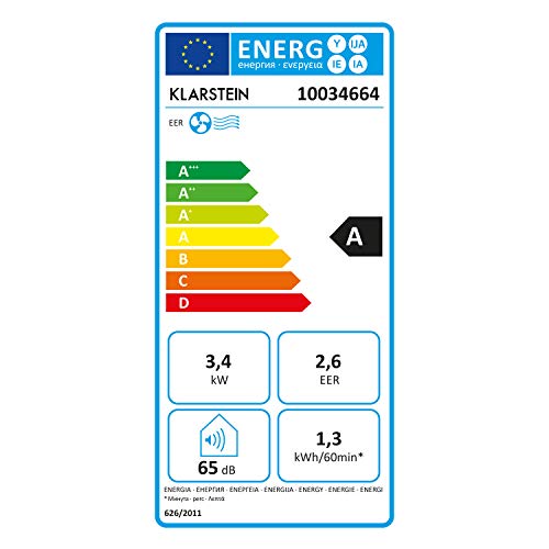 Aire Acondicionado Portátil 12.000 BTU con Control por App y Alexa, Deshumidificador, Modo Nocturno y Temporizador 24 h – Klarstein Kraftwerk Smart 12K, Blanco