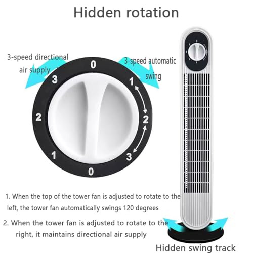 Ventilador de Torre para Dormitorio, Ventilador de pie silencioso de 30 dB para Dormir, Enfriador de Aire de 8 m/s, 3 velocidades, oscilación de 80°, Aire Acondicionado portátil para casa, o