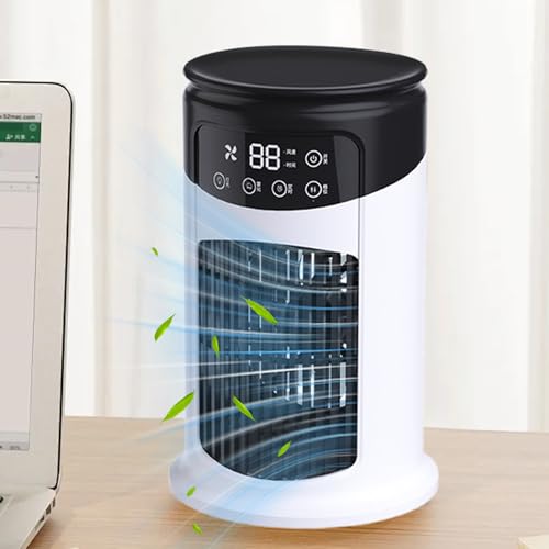 Ventilador Enfriador de Aire Portátil – Humidificador Silencioso con 6 Velocidades, Panel Táctil y Tecnología de Purificación de Aire para Hogar, Oficina o Camping