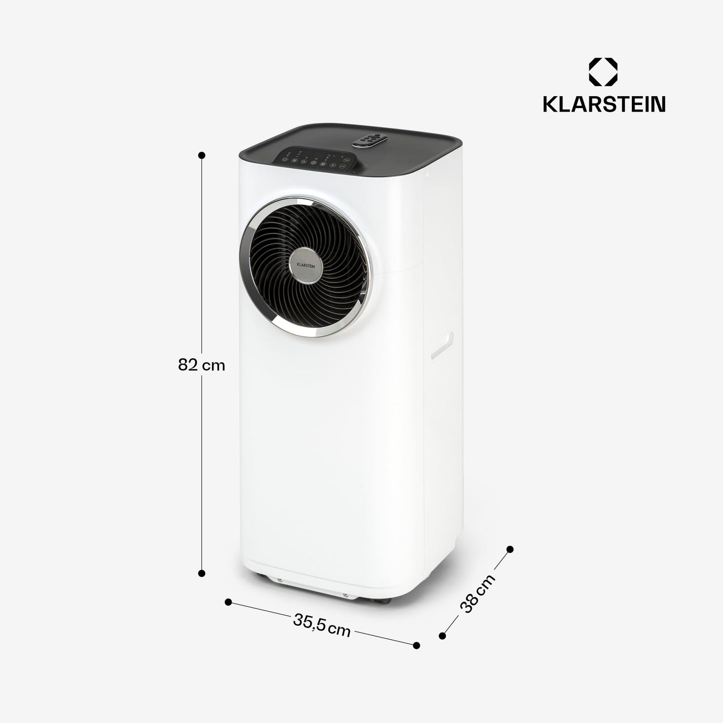 Aire Acondicionado Portátil 12.000 BTU con Control por App y Alexa, Deshumidificador, Modo Nocturno y Temporizador 24 h – Klarstein Kraftwerk Smart 12K, Blanco