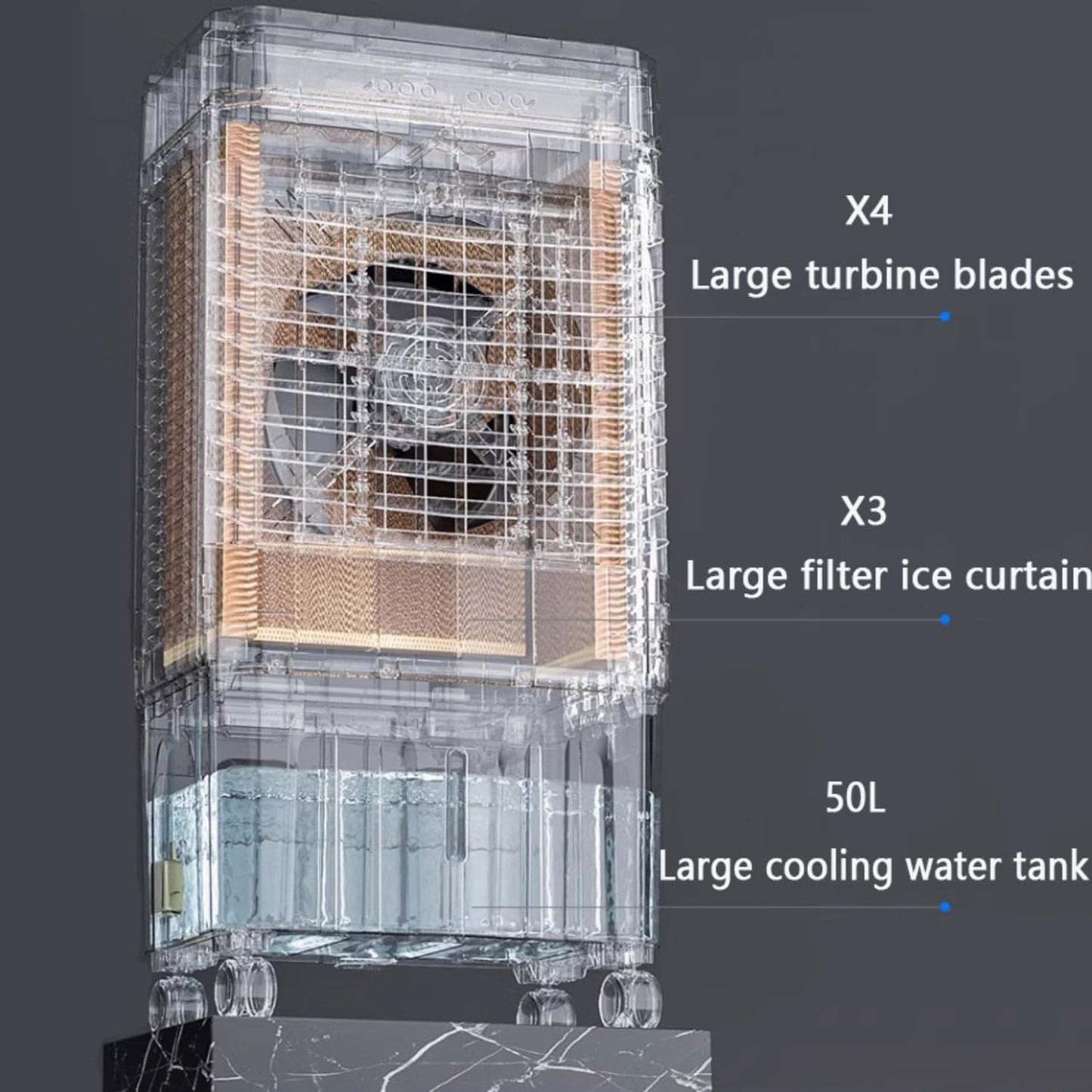 Climatizador Evaporativo Portátil 50 L con Control Remoto, Oscilación de 120°, Temporizador de 12 Horas y 3 Modos – Sin Tubo de Escape