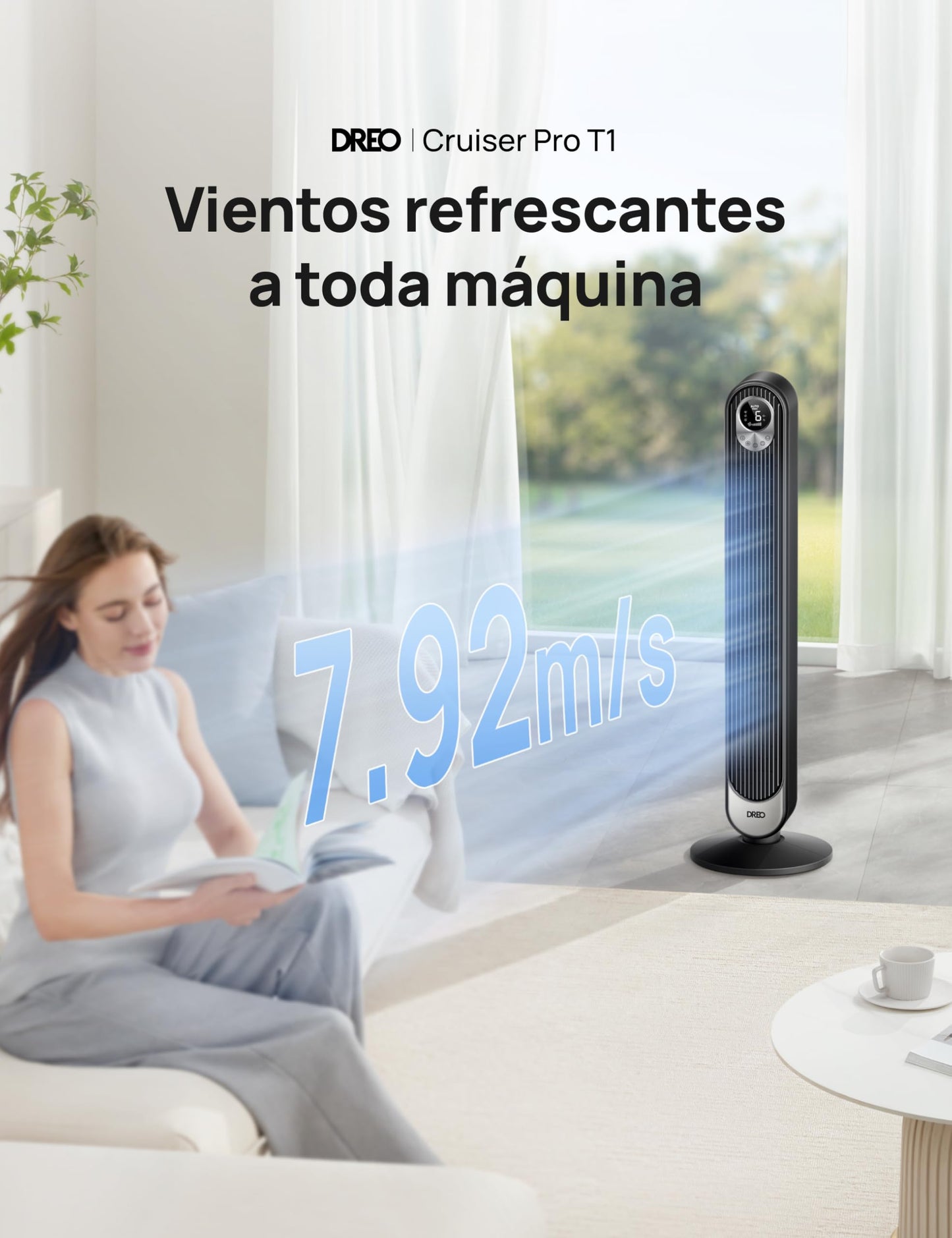 Ventilador de Torre Silencioso de 50 W con Control Remoto, Oscilación de 90°, 6 Velocidades, 4 Modos y Temporizador de 12 Horas – Color Negro