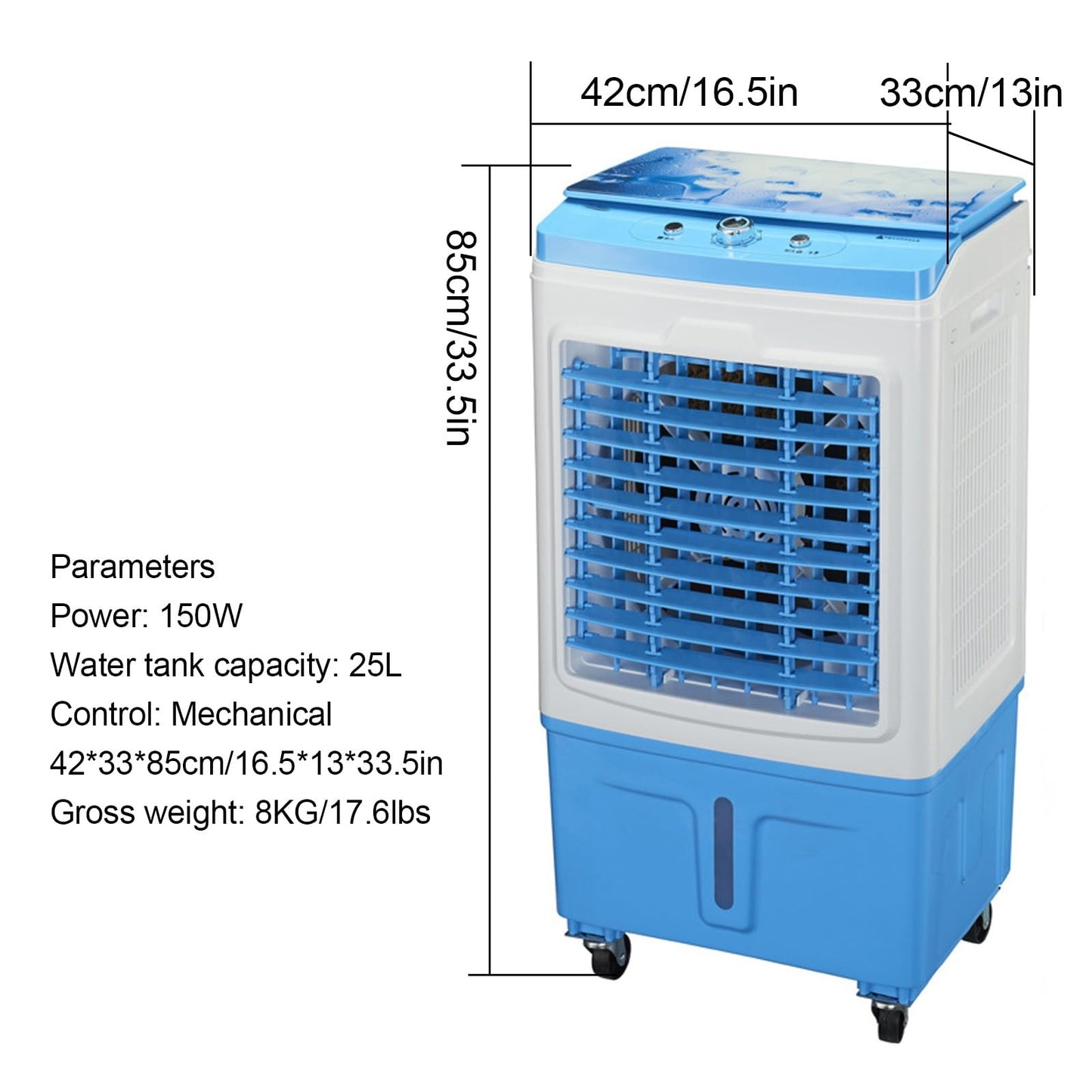Climatizador Evaporativo Portátil 3 en 1 con Tanque de 30 L, Temporizador y Ruedas – GMBAYUE, Cobertura hasta 55 m²