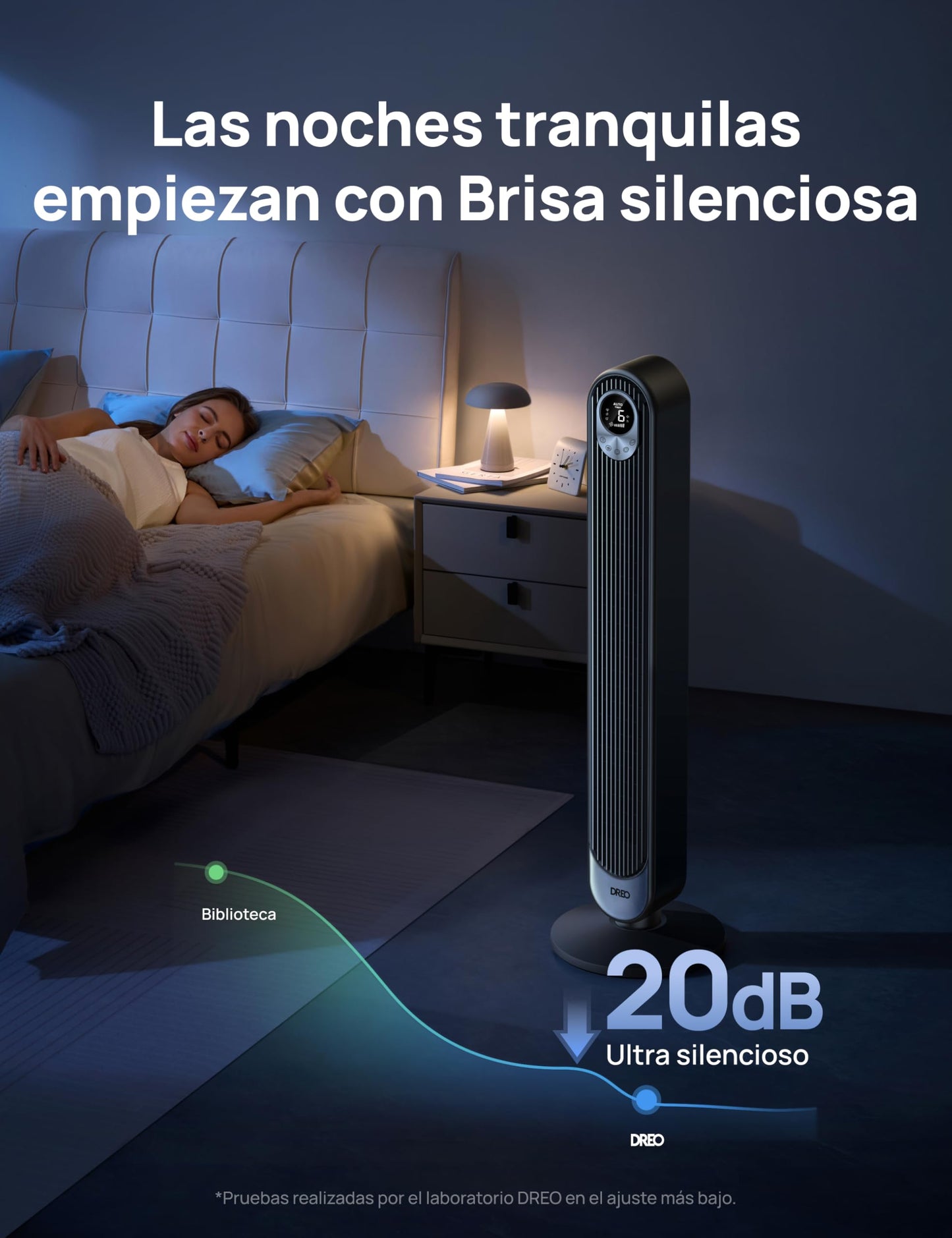 Ventilador de Torre Silencioso de 50 W con Control Remoto, Oscilación de 90°, 6 Velocidades, 4 Modos y Temporizador de 12 Horas – Color Negro