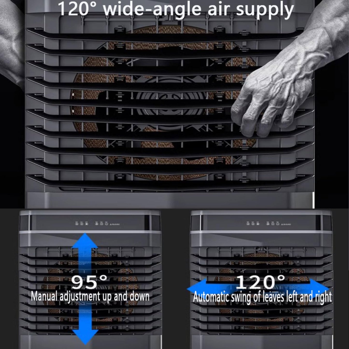 Climatizador Evaporativo Portátil 50 L con Control Remoto, Oscilación de 120°, Temporizador de 12 Horas y 3 Modos – Sin Tubo de Escape
