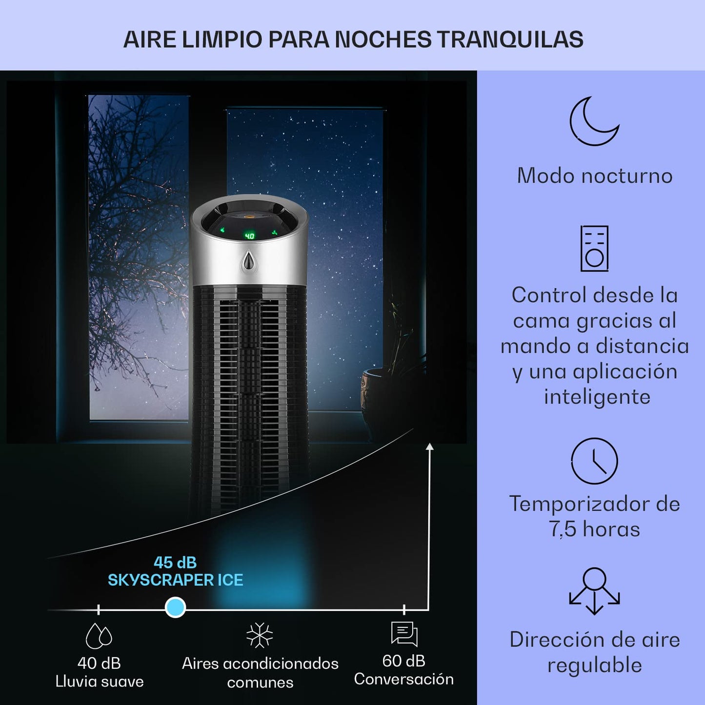 Climatizador Evaporativo 4 en 1 con Control App y Alexa, 210 m³/h, Tanque de 6 L, Oscilación Automática, Ionizador – Color Negro