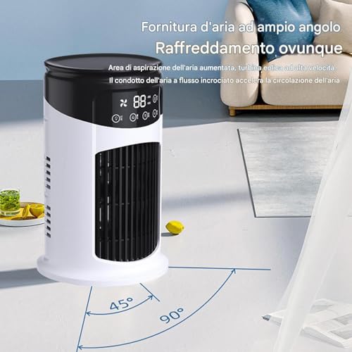 Ventilador Enfriador de Aire Portátil – Humidificador Silencioso con 6 Velocidades, Panel Táctil y Tecnología de Purificación de Aire para Hogar, Oficina o Camping