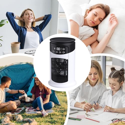 Ventilador Enfriador de Aire Portátil – Humidificador Silencioso con 6 Velocidades, Panel Táctil y Tecnología de Purificación de Aire para Hogar, Oficina o Camping