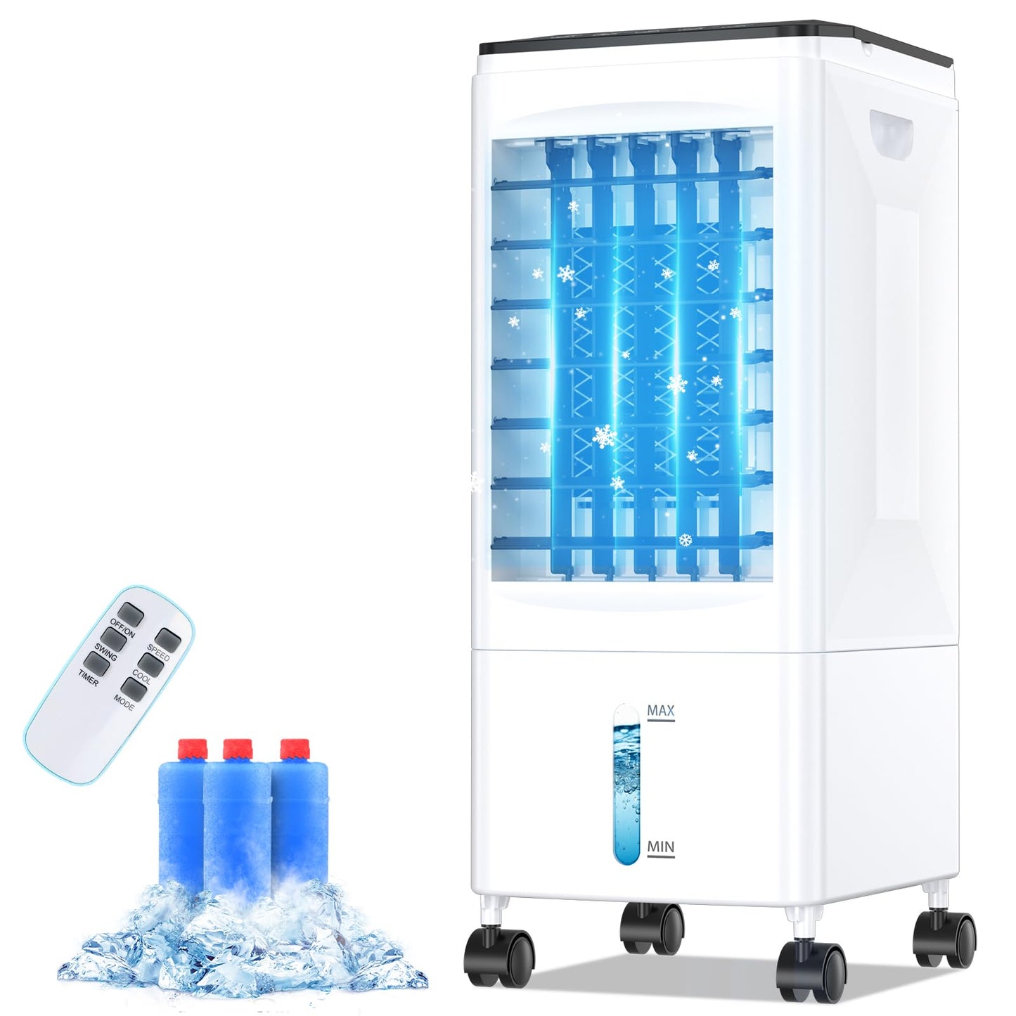 Climatizador Evaporativo Portátil 4 en 1 con Tanque de Agua de 6 L, Eysddifr, Control Remoto, Temporizador 1–7H, 3 Velocidades, Oscilación 60°, Bajo Consumo – Ideal para el Hogar