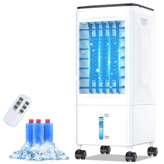 Climatizador Evaporativo Portátil 4 en 1 con Tanque de Agua de 6 L, Eysddifr, Control Remoto, Temporizador 1–7H, 3 Velocidades, Oscilación 60°, Bajo Consumo – Ideal para el Hogar