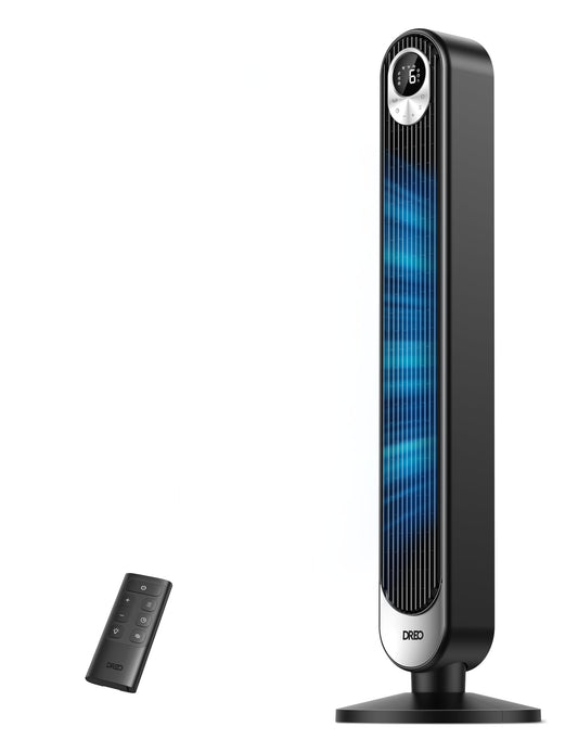 Ventilador de Torre Silencioso de 50 W con Control Remoto, Oscilación de 90°, 6 Velocidades, 4 Modos y Temporizador de 12 Horas – Color Negro