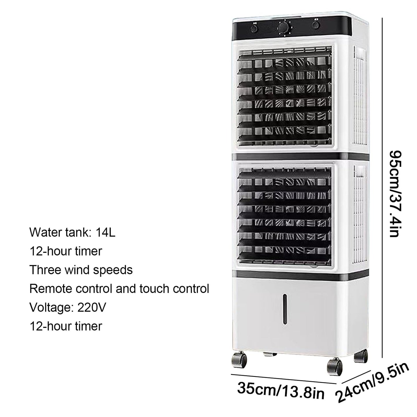 Climatizador Evaporativo GMBAYUE – Aire Acondicionado Portátil con Control Remoto, 3 Velocidades, Temporizador de 12 Horas y Tanque de 14 L, Ideal para Habitaciones y Oficinas