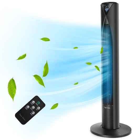 Ventilador de Torre Taylor Swoden 28 dB con Mando a Distancia, Pantalla LED y Temporizador 12 h – Oscilante 70°, 4 Modos, 3 Velocidades, Altura 96 cm, 45 W