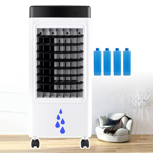 Climatizador Evaporativo Portátil 3 en 1 de 65 W con Control Remoto, Tanque Extraíble de 6 L, 4 Acumuladores de Hielo y Temporizador