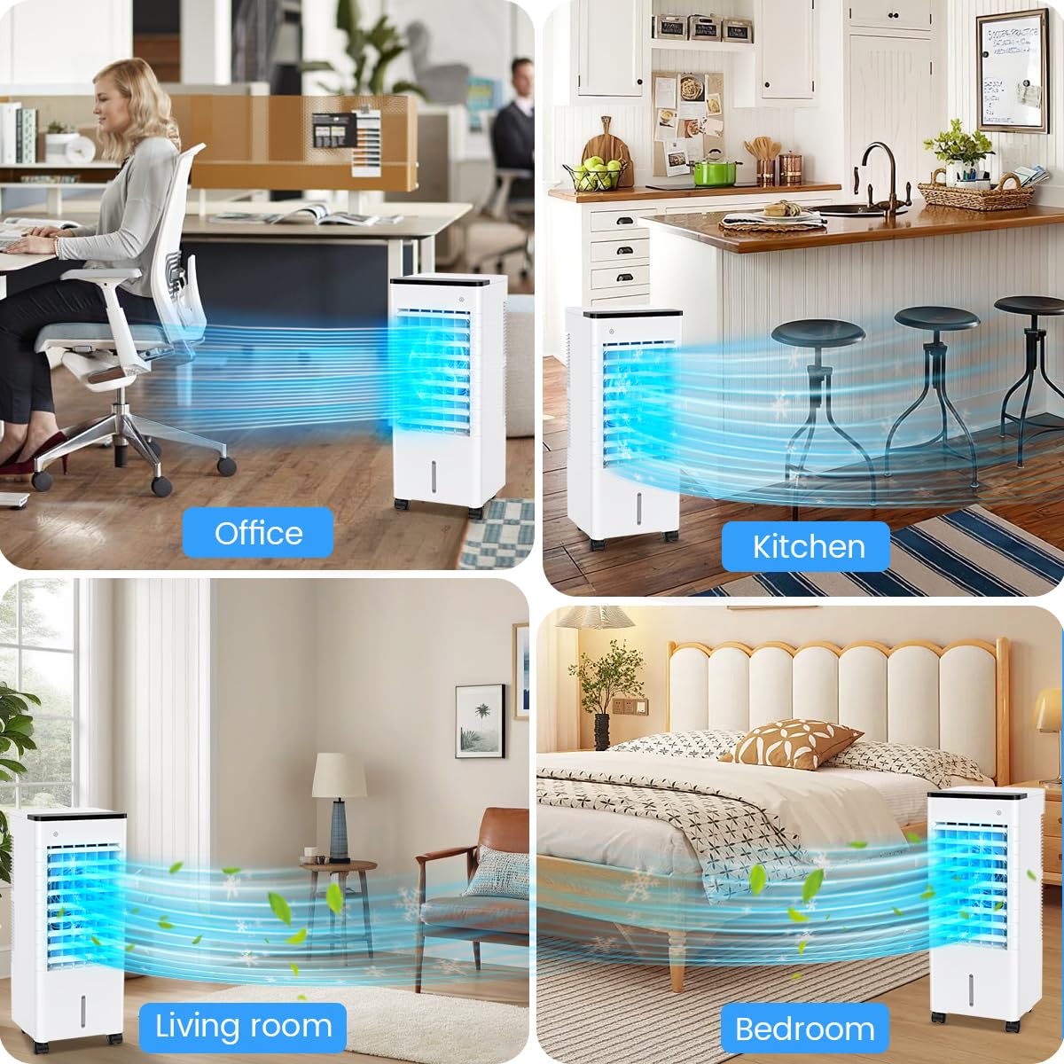 Aire Acondicionado Portátil 3 en 1 con Humidificador y Ventilador, 6L, Silencioso, Bajo Consumo, 3 Velocidades, Control Remoto, Temporizador 15H – Ideal para Hogar u Oficina