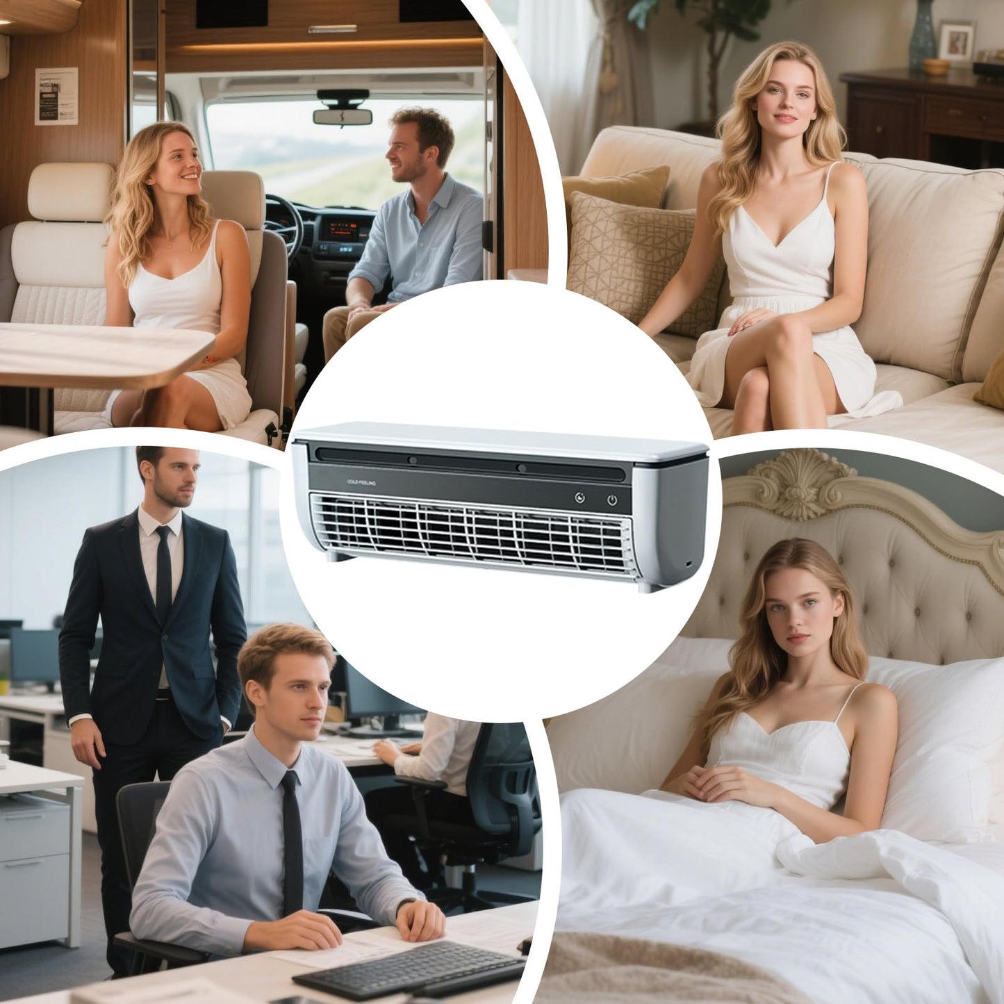 Ventilador Portátil con Función de Aire Acondicionado – 3 Velocidades, Modo Silencioso, Carga Inalámbrica y Filtro Extraíble, Ideal para Hogar, Oficina y Viajes