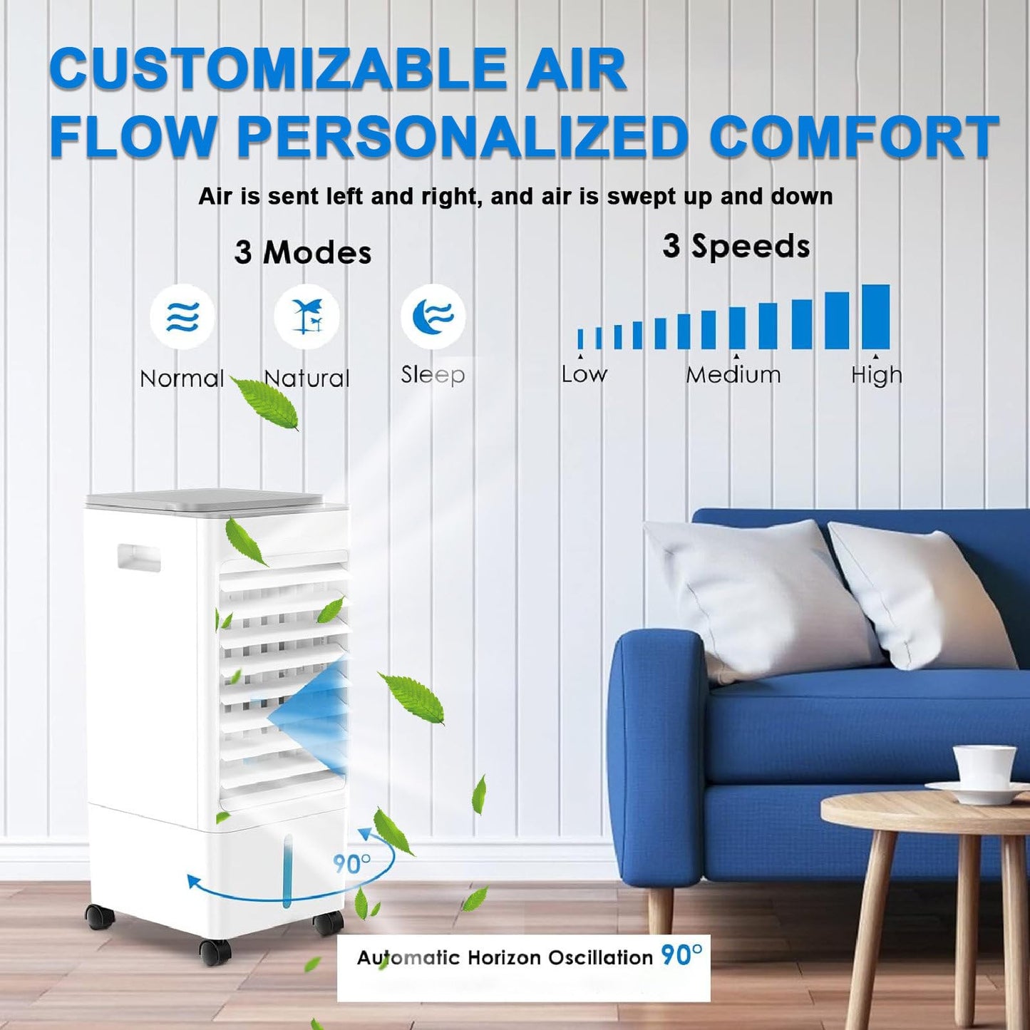 Aire Acondicionado Portátil 4 en 1 con Tanque de Agua de 4 L, Temporizador, 3 Velocidades y Control Remoto – Pedenencelia, 24 V