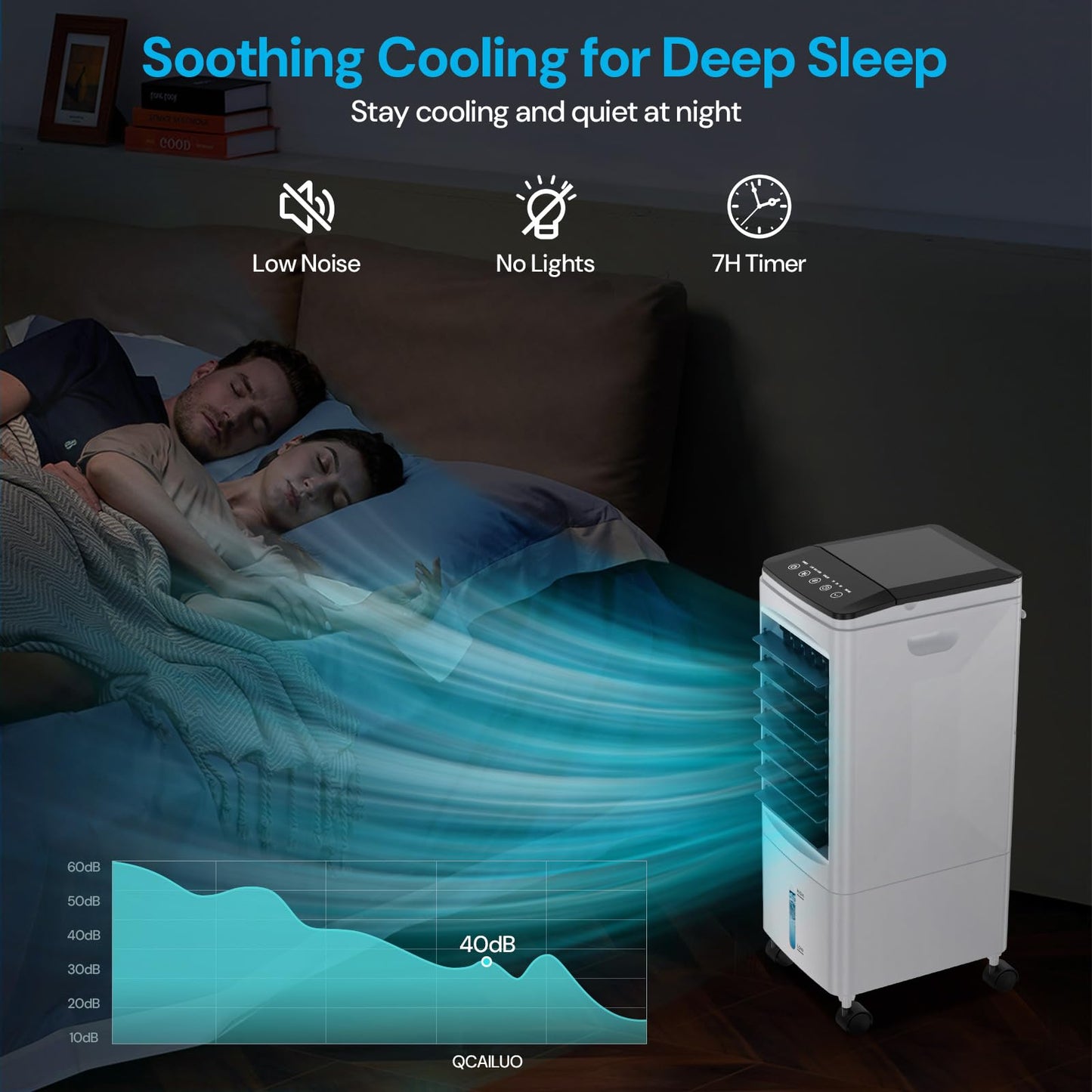 Climatizador Evaporativo Portátil 3 en 1 con Control Remoto, Temporizador, 3 Velocidades, Tanque de 5,5 L, Oscilación y Ruedas