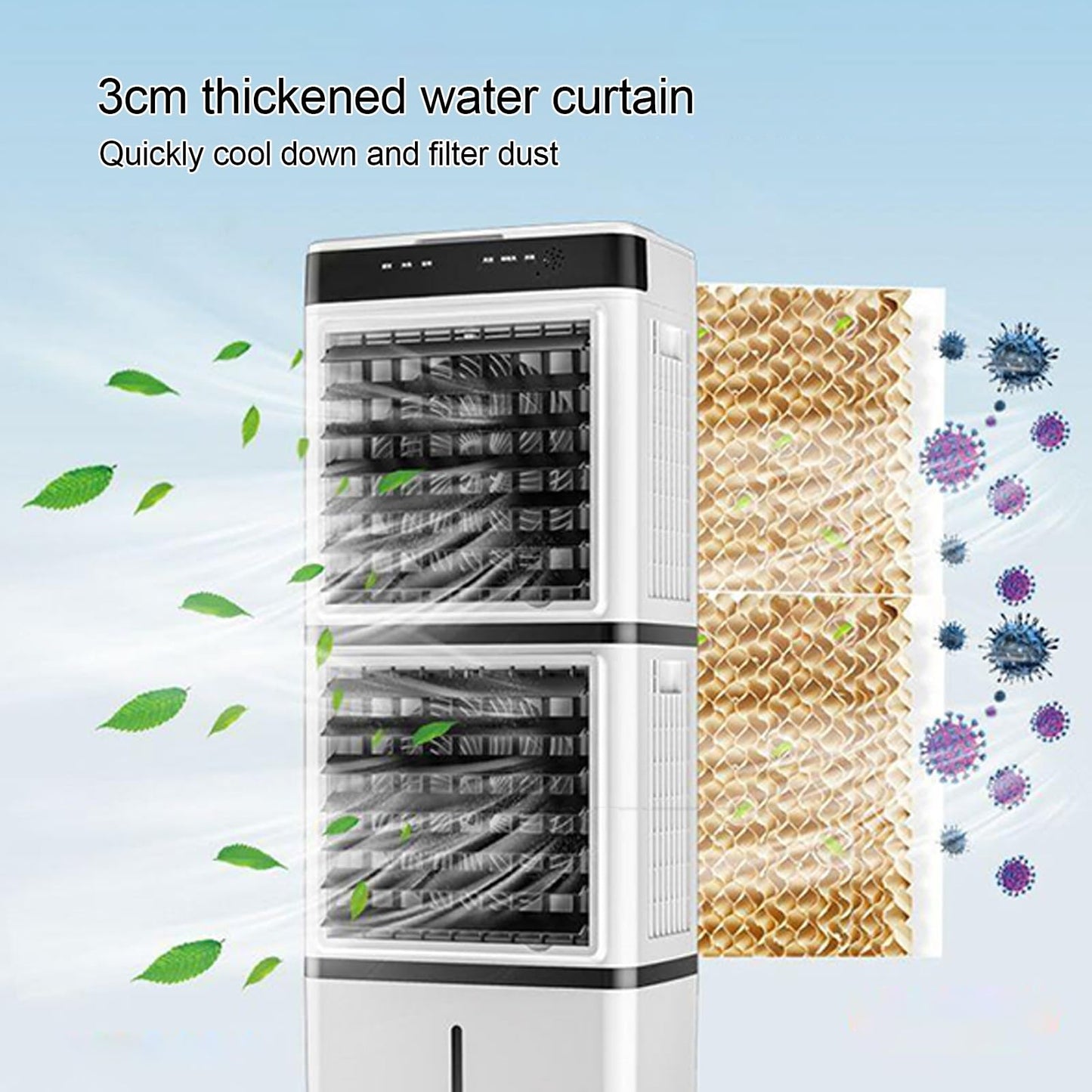 Climatizador Evaporativo GMBAYUE – Aire Acondicionado Portátil con Control Remoto, 3 Velocidades, Temporizador de 12 Horas y Tanque de 14 L, Ideal para Habitaciones y Oficinas