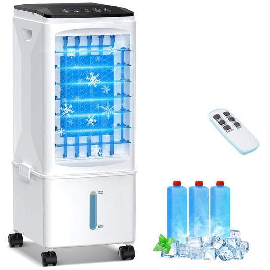 Aire Acondicionado Portátil 3 en 1 con Tanque de Agua de 9.5 L, Humidificador, Ventilador, Control Remoto, 3 Velocidades, Bajo Consumo, Temporizador 1–7H