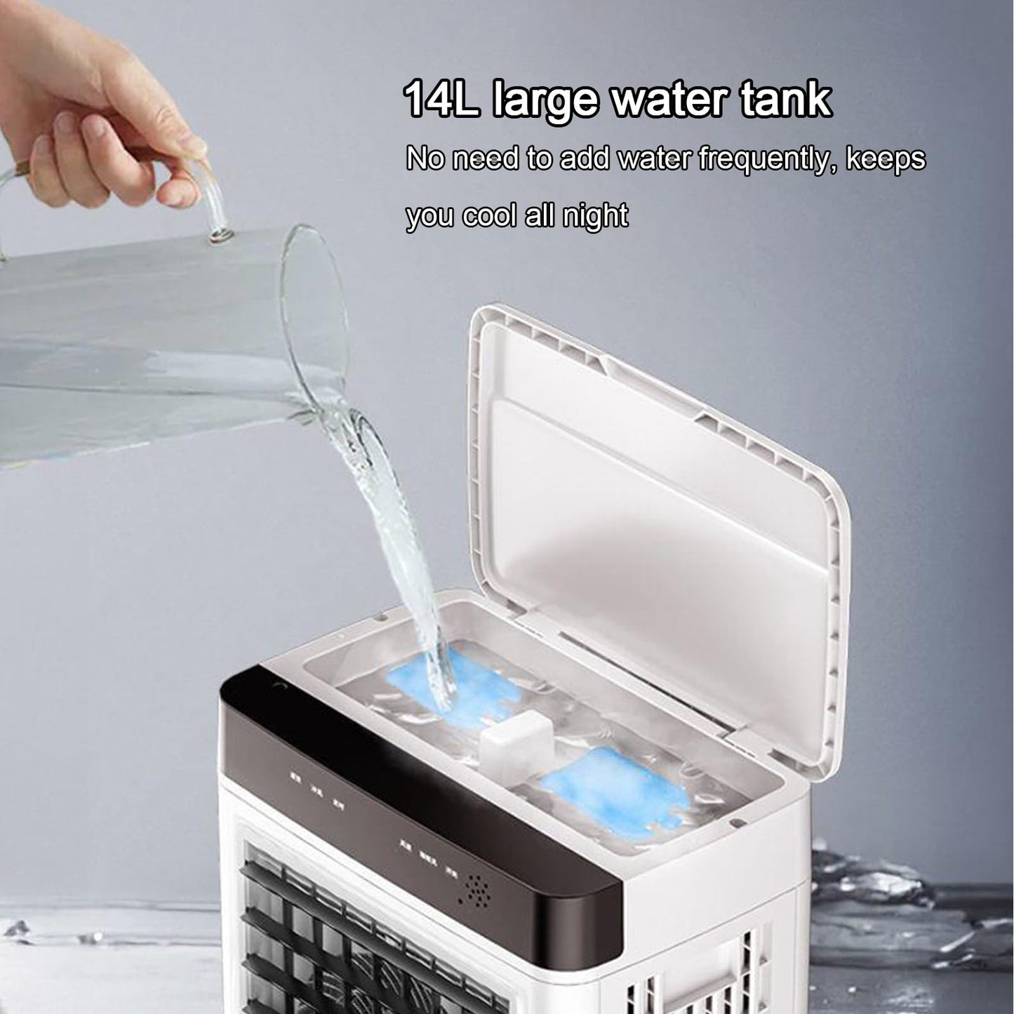 Climatizador Evaporativo GMBAYUE – Aire Acondicionado Portátil con Control Remoto, 3 Velocidades, Temporizador de 12 Horas y Tanque de 14 L, Ideal para Habitaciones y Oficinas