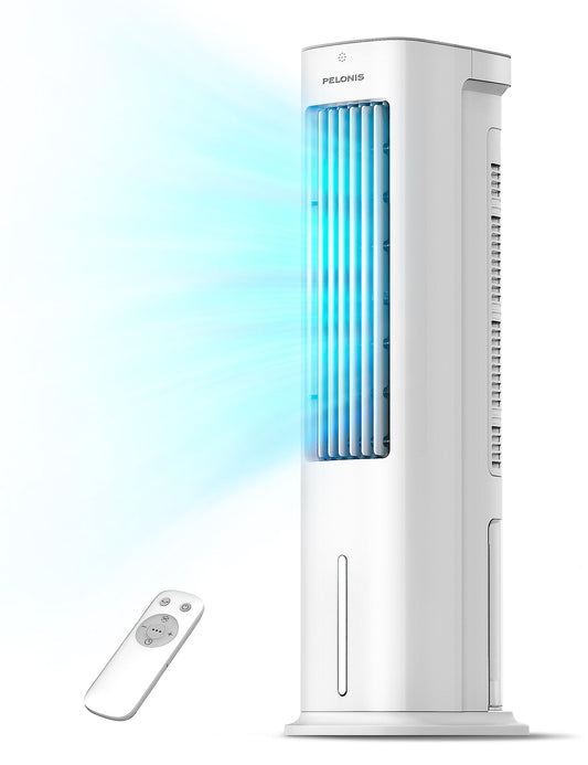 Enfriador de Aire Portátil 3 en 1 con Humidificador y Ventilador, Pelonis 55 W, Tanque de Agua 5L, Oscilación de 60°, Control Remoto, Temporizador 7H, 3 Velocidades