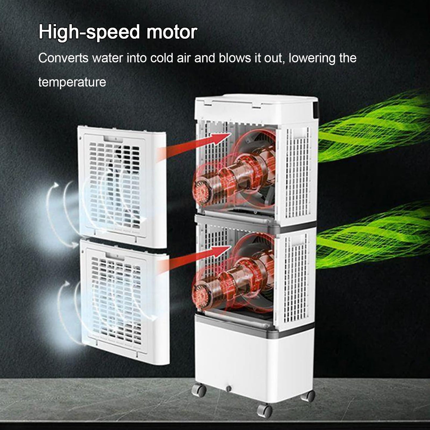 Climatizador Evaporativo GMBAYUE – Aire Acondicionado Portátil con Control Remoto, 3 Velocidades, Temporizador de 12 Horas y Tanque de 14 L, Ideal para Habitaciones y Oficinas