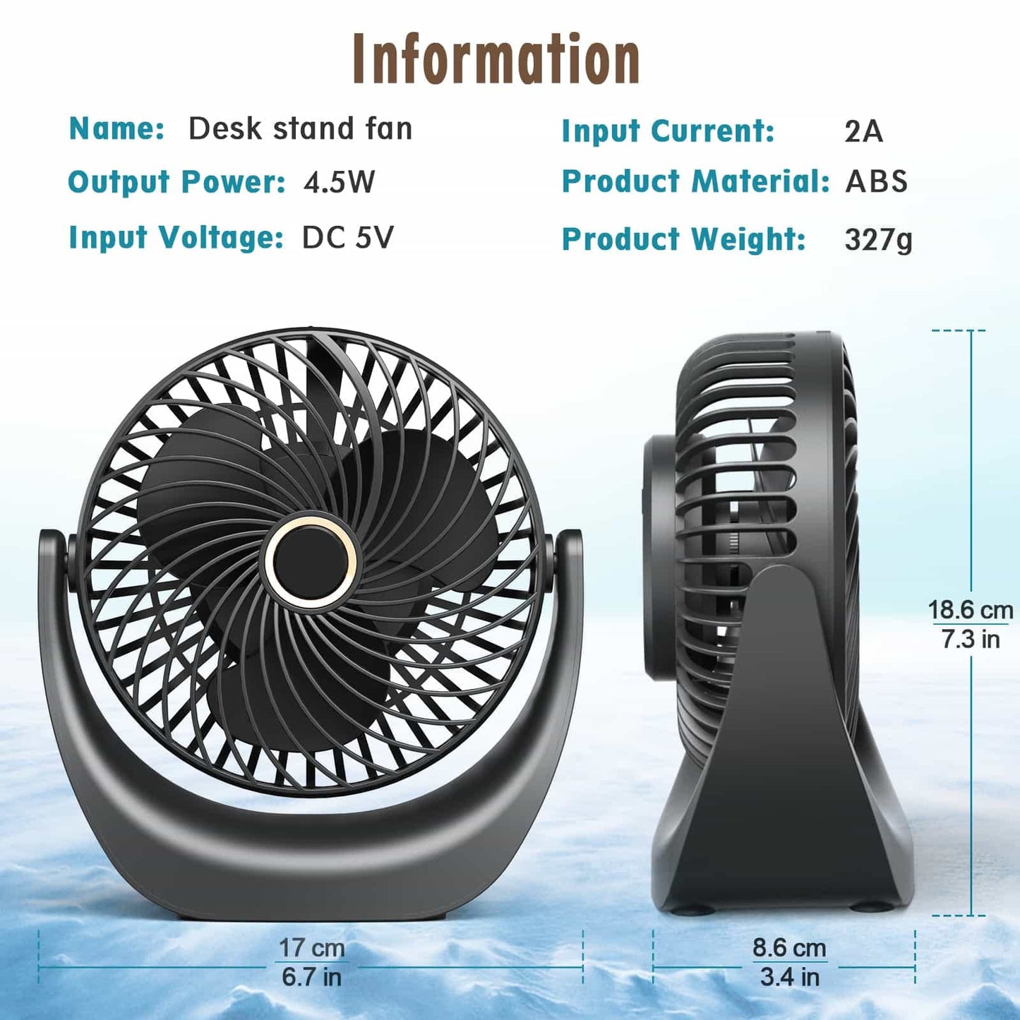 Ventilador de Mesa USB Portátil Anveltech – Mini Aire Acondicionado 4 en 1, 5 Velocidades, Rotación 360°, Batería 4000 mAh, Enfriador Evaporativo Compacto y Silencioso