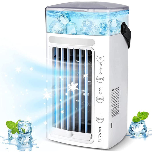 Aire Acondicionado Portátil Silencioso VVLXRIC – Enfriador de Aire con Ventilador de Hielo, 3 Velocidades, Humidificador Compacto para Oficina y Hogar