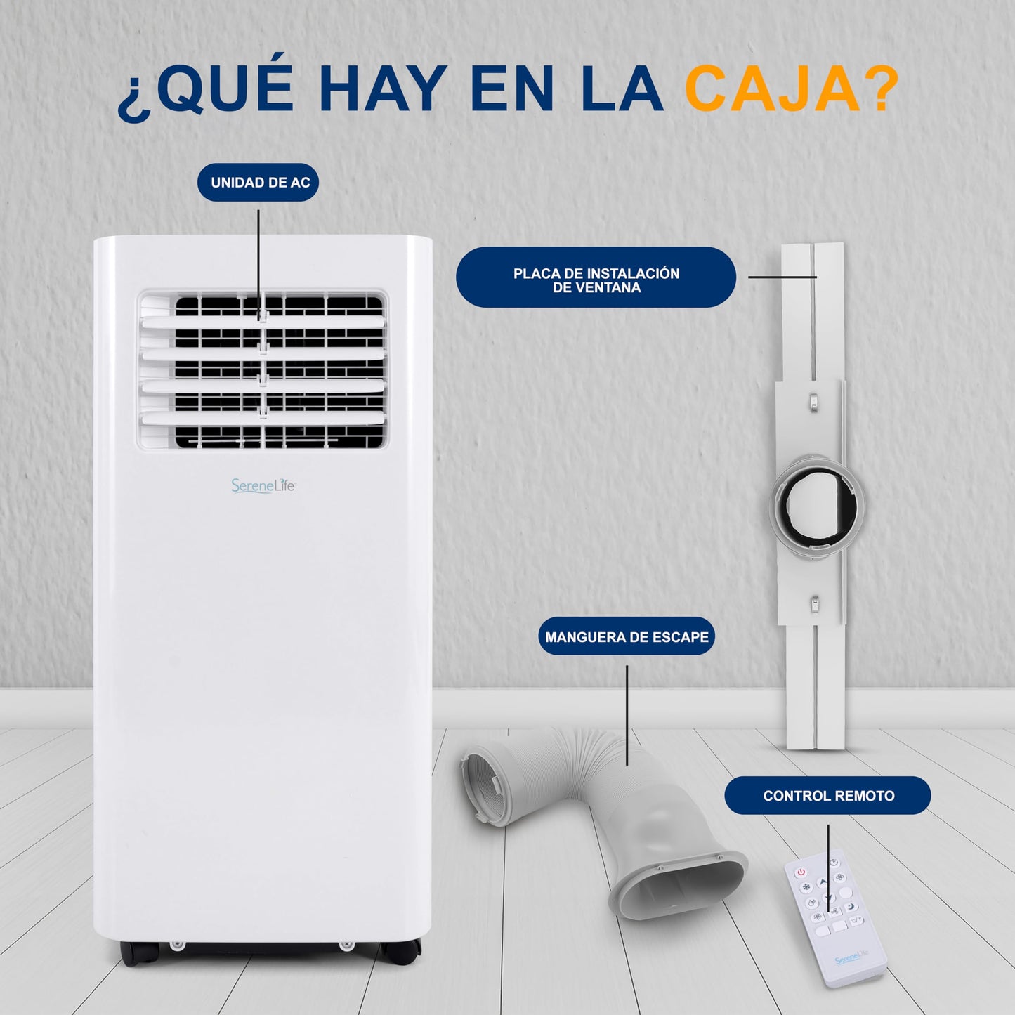 Aire Acondicionado Portátil 10.000 BTU con Control Remoto, WiFi, Deshumidificador, Ventilador y Temporizador – SereneLife SLPAC105WEU, Blanco